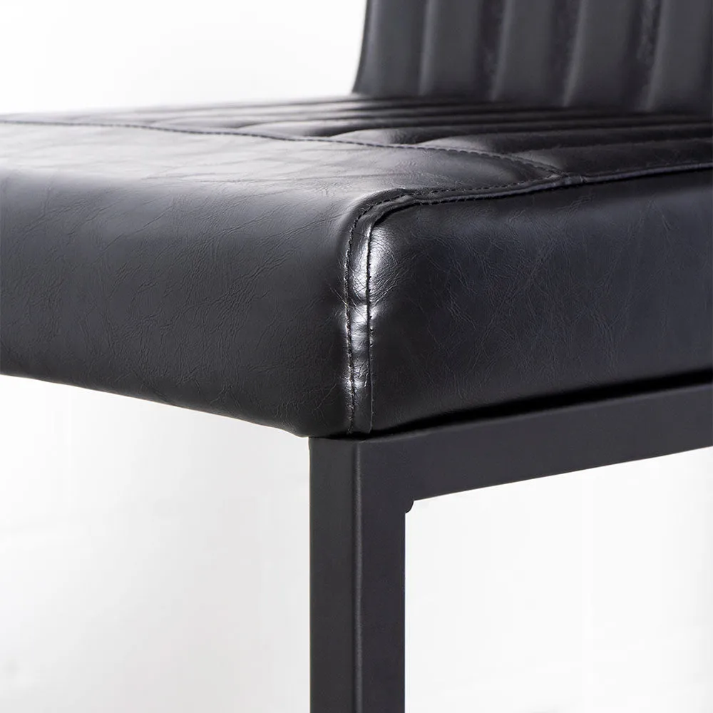 CAL - Black Leather Bar Stool(65cm)