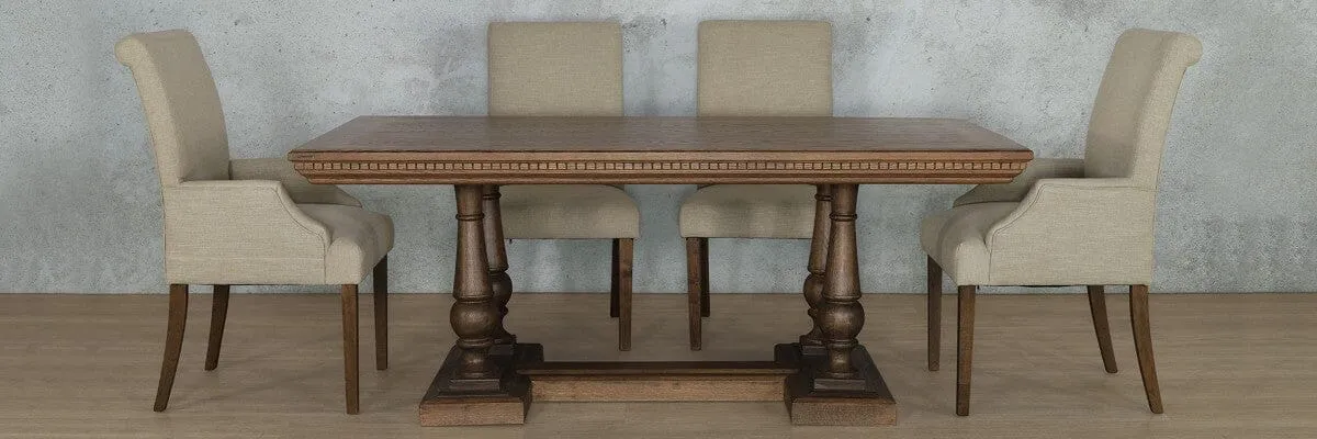 Charlotte Fluted Wood Top & Baron 6 Seater Dining Set