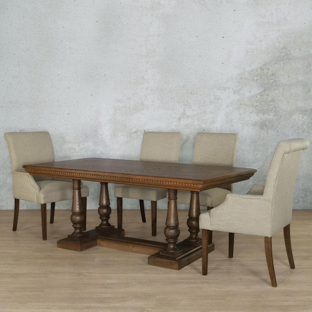 Charlotte Fluted Wood Top & Baron 6 Seater Dining Set
