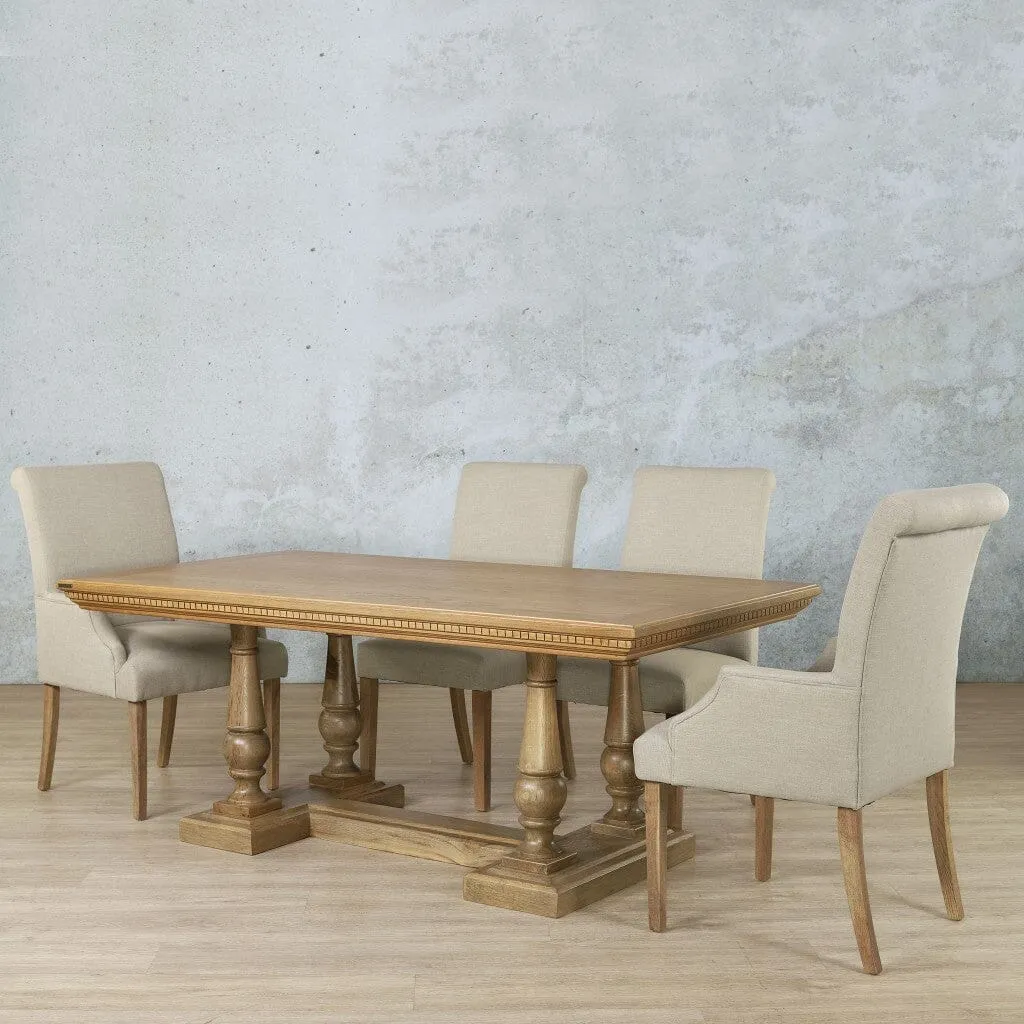 Charlotte Fluted Wood Top & Baron 6 Seater Dining Set