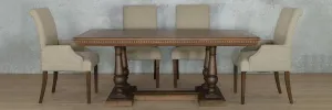 Charlotte Fluted Wood Top & Baron 6 Seater Dining Set