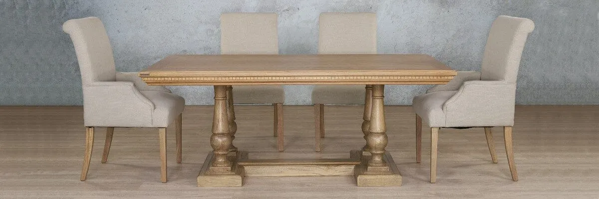 Charlotte Fluted Wood Top & Baron 6 Seater Dining Set