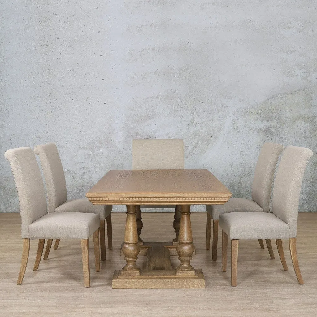 Charlotte Fluted Wood Top & Baron 6 Seater Dining Set