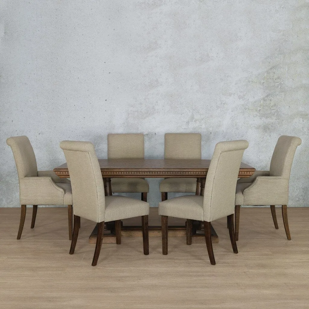Charlotte Fluted Wood Top & Baron 6 Seater Dining Set