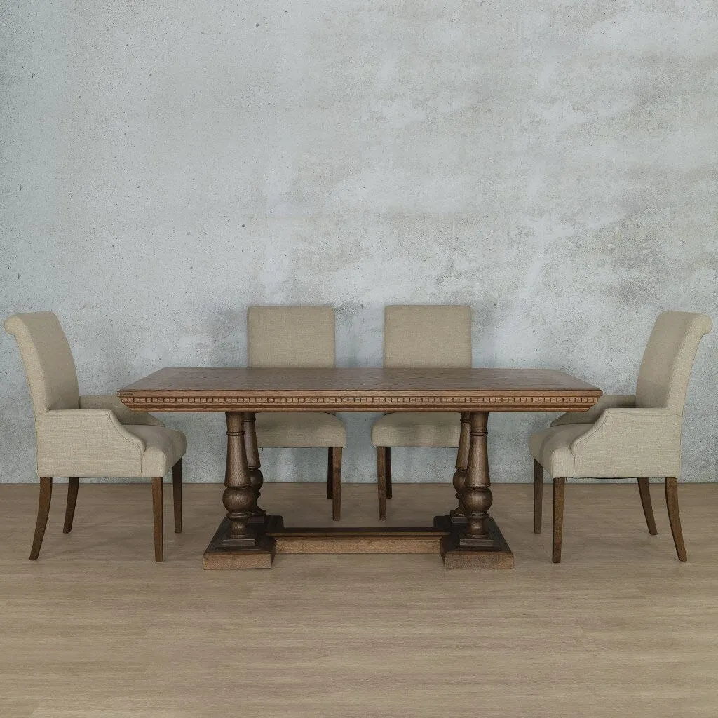 Charlotte Fluted Wood Top & Baron 6 Seater Dining Set
