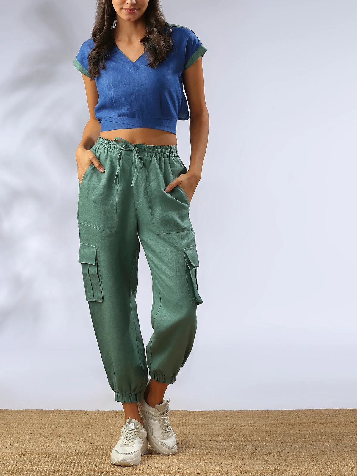 Cider V Neck Top- Blue