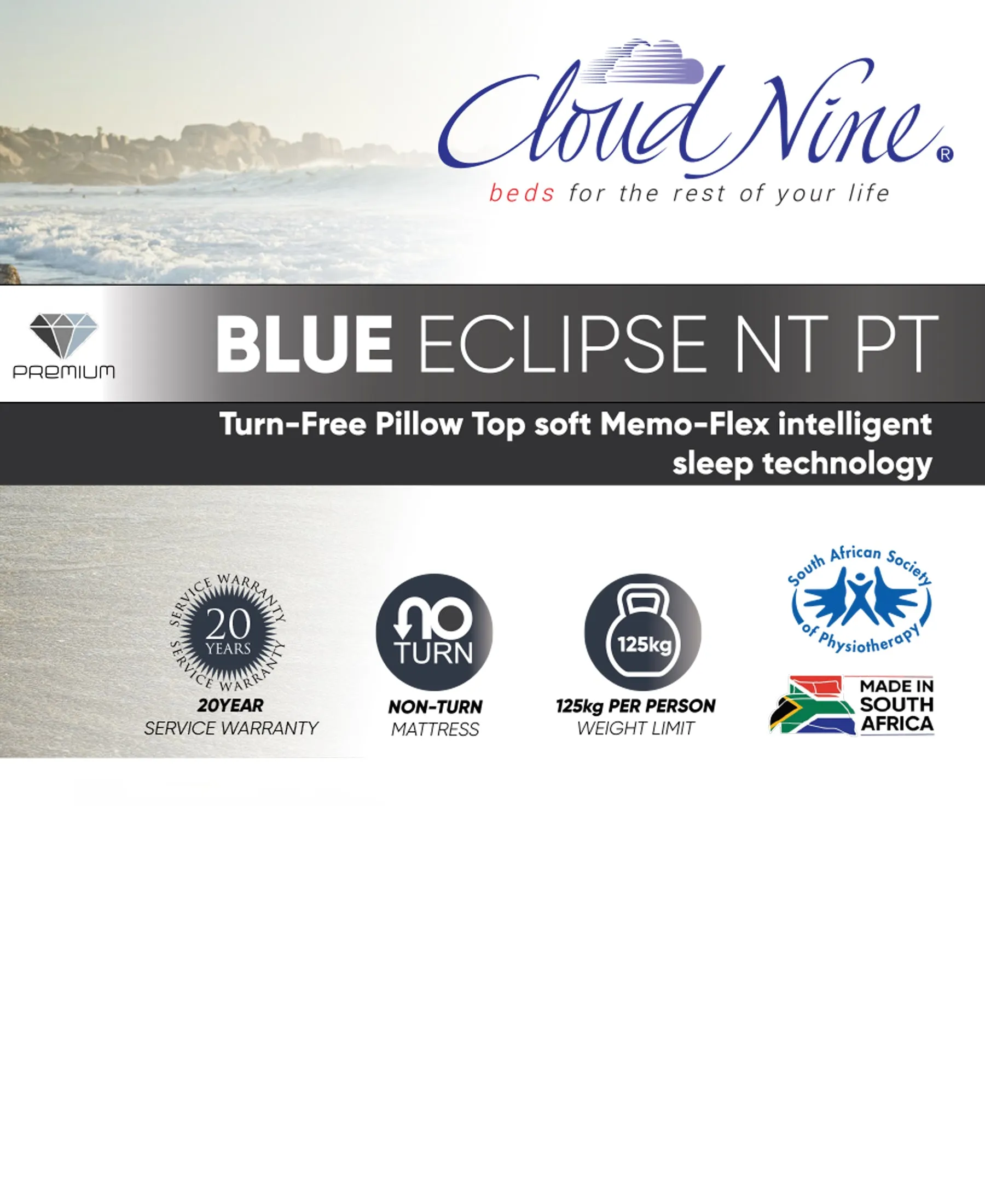 Cloud Nine Blue Eclipse NT PT Double Bed