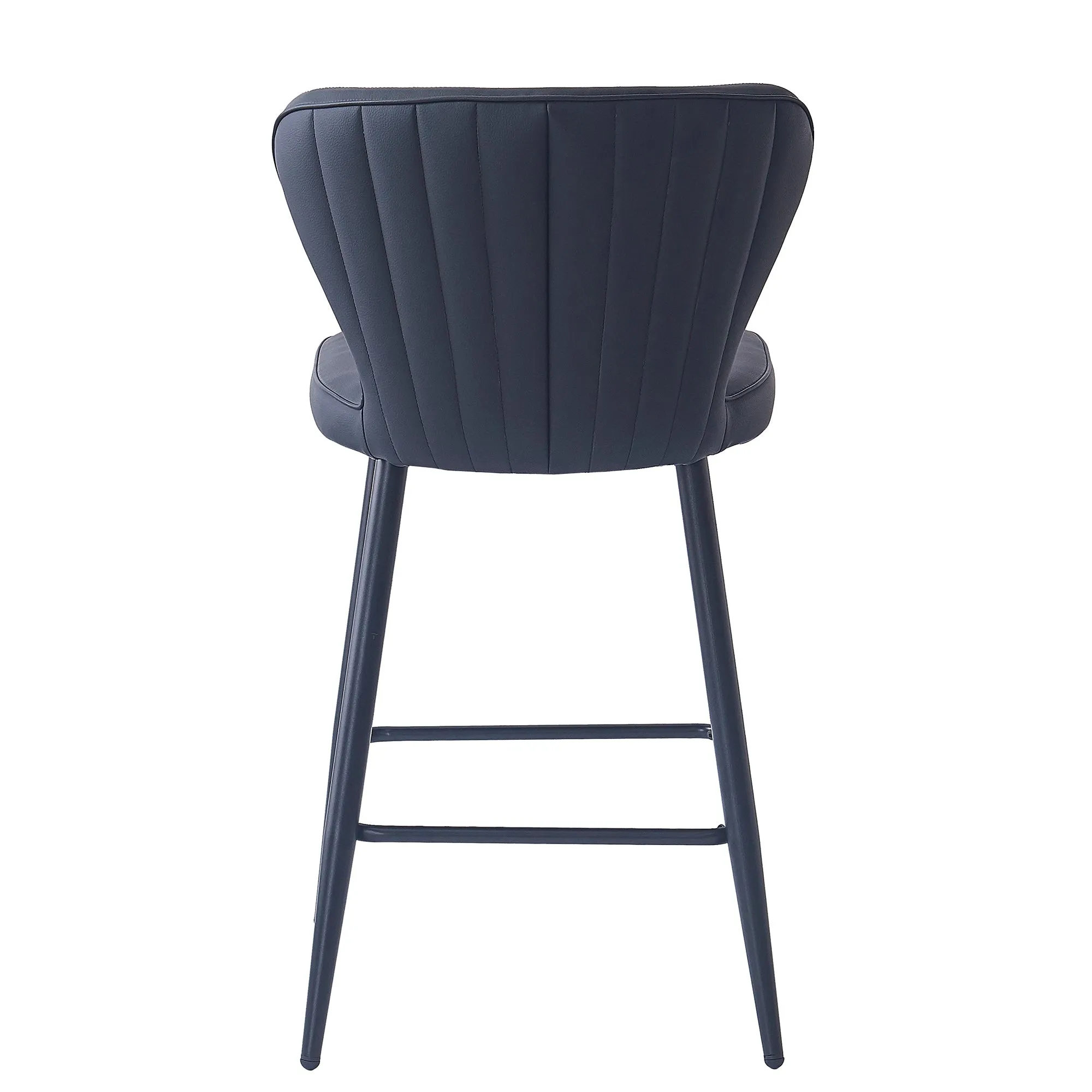 Clover 26" Counter Stool, Set of 2, in Black Faux Leather and Black