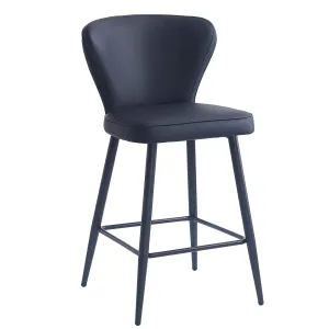 Clover 26" Counter Stool, Set of 2, in Black Faux Leather and Black