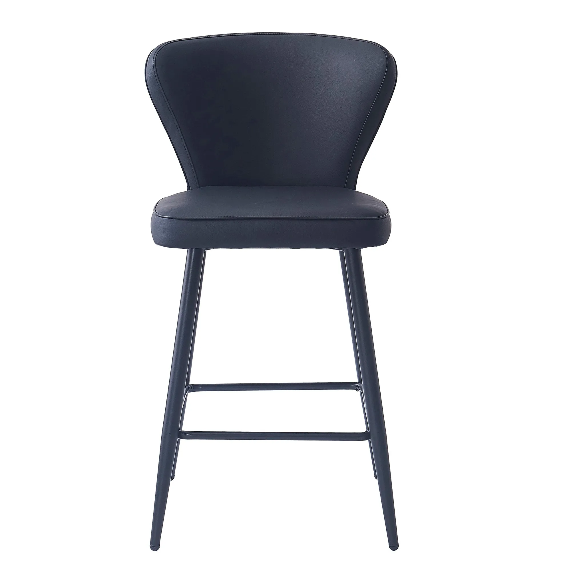 Clover 26" Counter Stool, Set of 2, in Black Faux Leather and Black