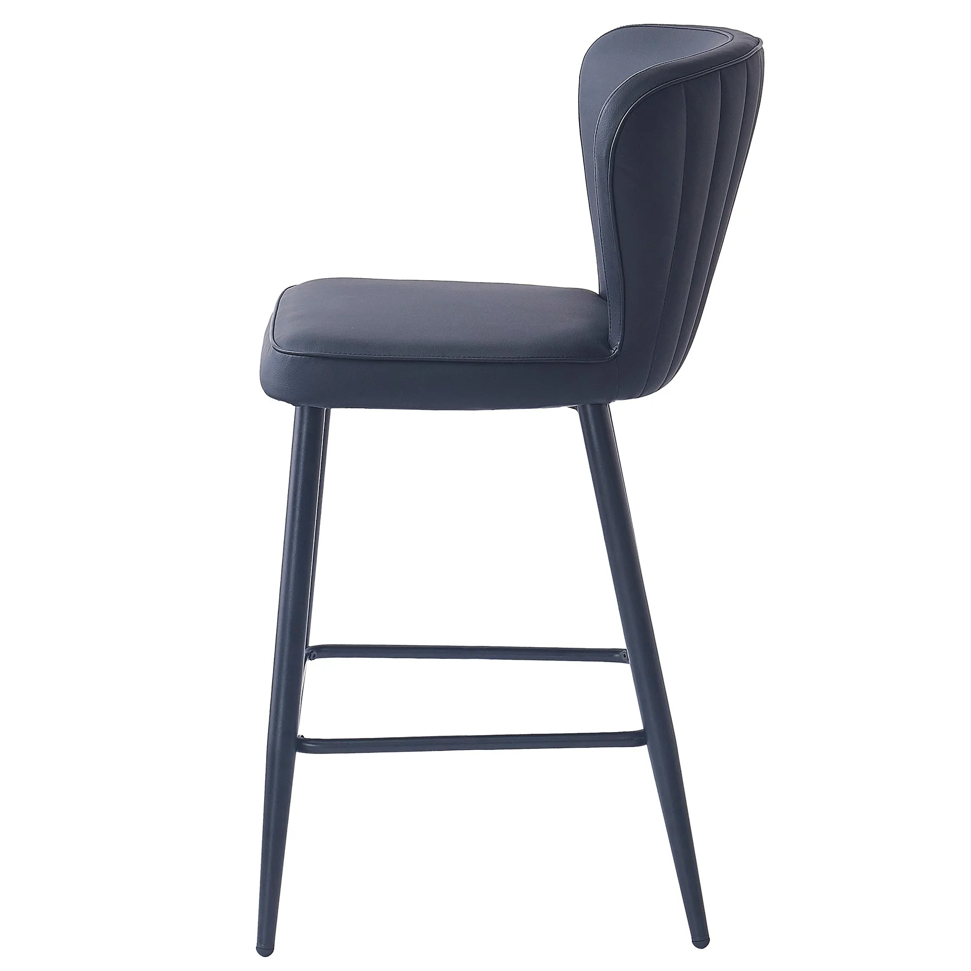 Clover 26" Counter Stool, Set of 2, in Black Faux Leather and Black