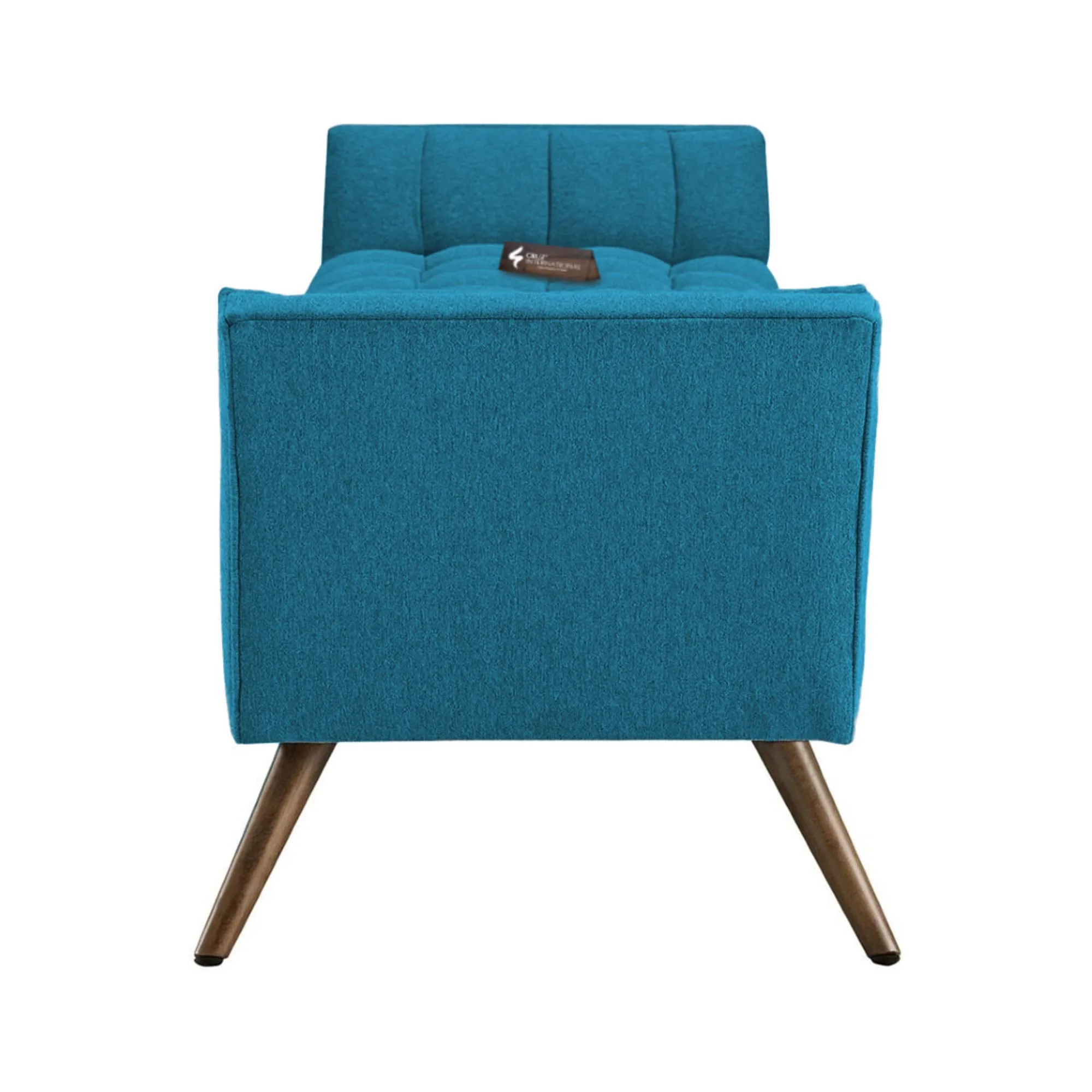 CRUZ INTERNATIONAL - online shopping-be ready ! Dark Sky Blue Velvet 3-Seater Settee for Living Room Decor with Solid Wood Frame