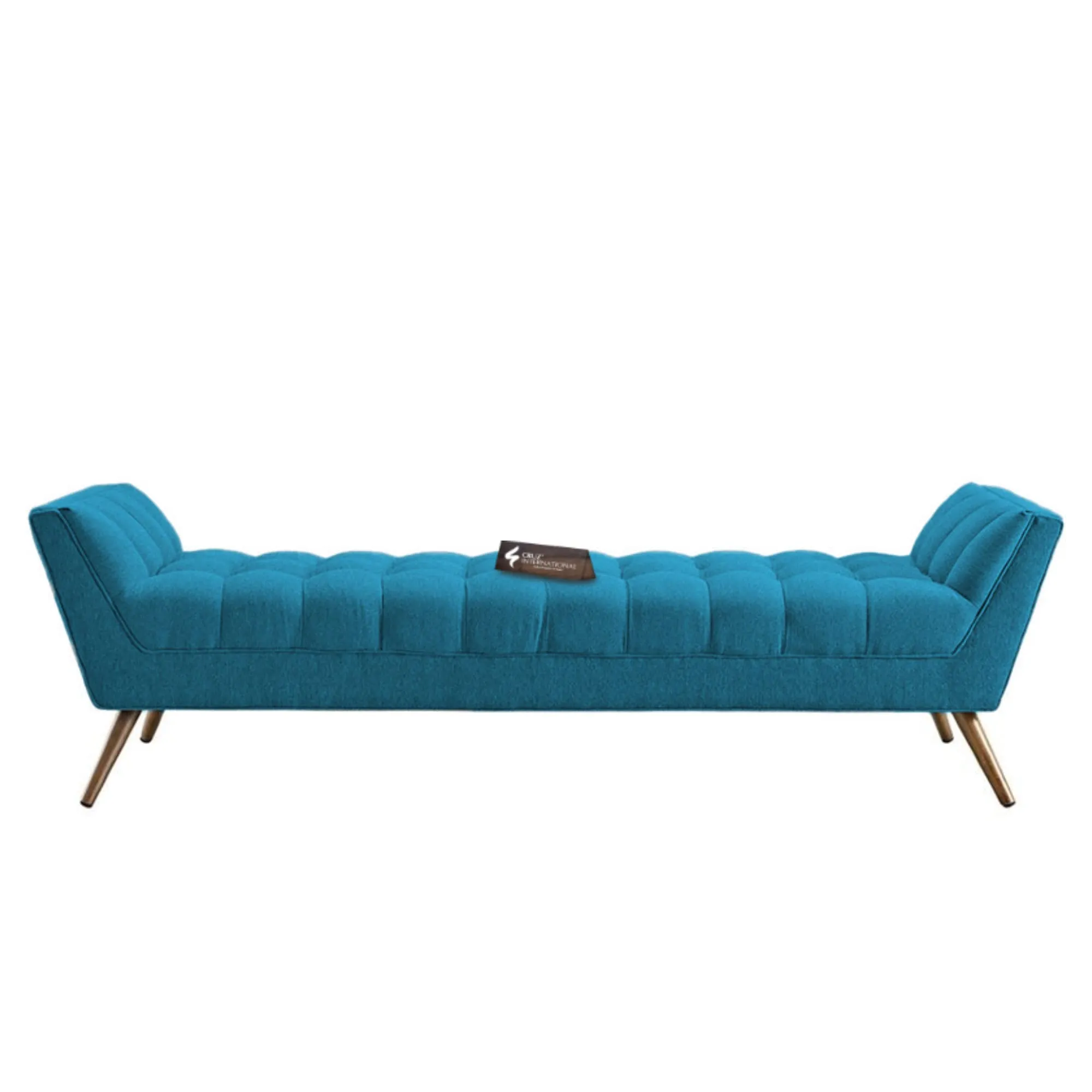 CRUZ INTERNATIONAL - online shopping-be ready ! Dark Sky Blue Velvet 3-Seater Settee for Living Room Decor with Solid Wood Frame