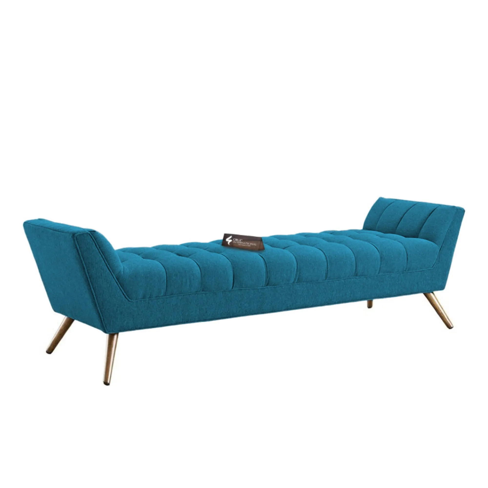 CRUZ INTERNATIONAL - online shopping-be ready ! Dark Sky Blue Velvet 3-Seater Settee for Living Room Decor with Solid Wood Frame