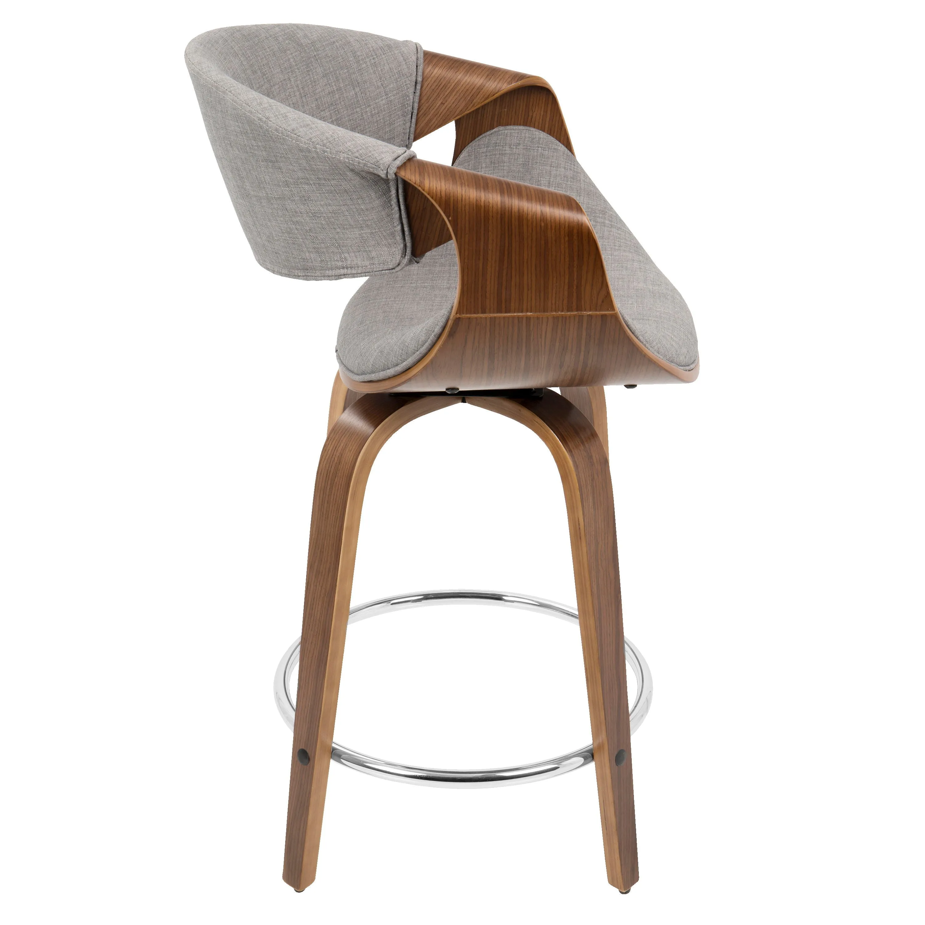 Curvini - Mid-Century Modern Fixed Height Counter Stool With Swivel (Set of 2) - Gray by Couch.com