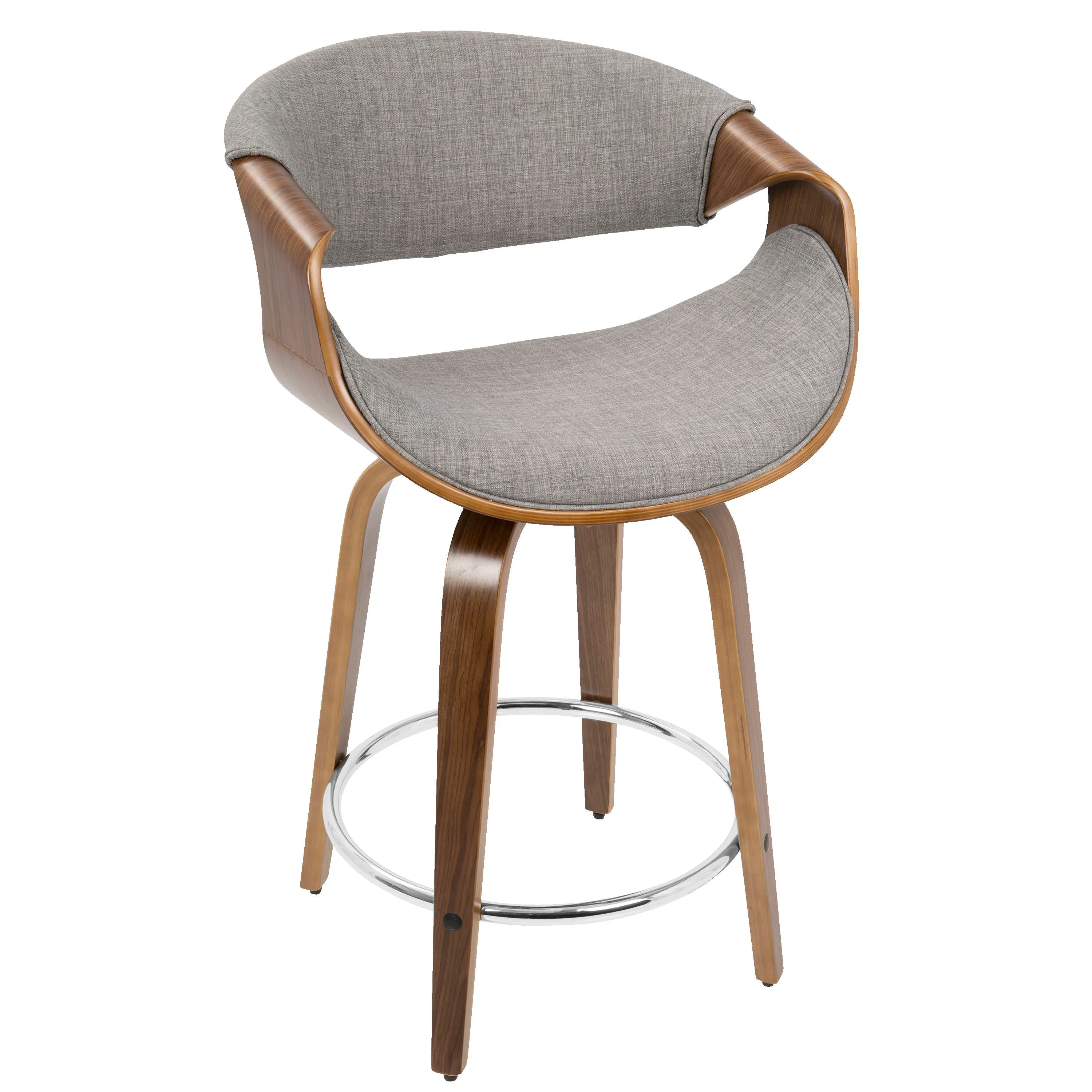 Curvini - Mid-Century Modern Fixed Height Counter Stool With Swivel (Set of 2) - Gray by Couch.com