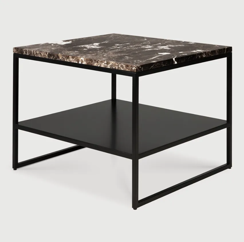 Dark Marble Stone Side Table
