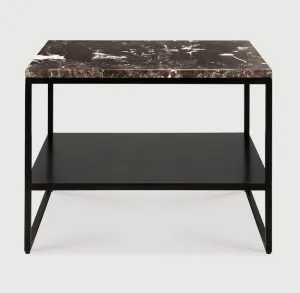 Dark Marble Stone Side Table