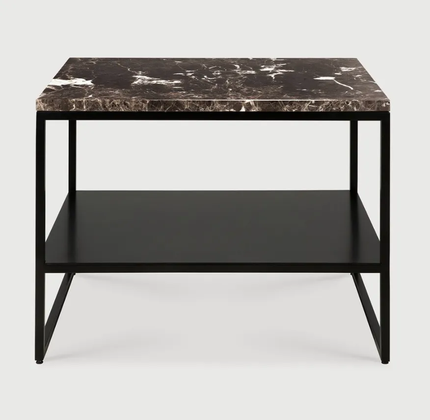 Dark Marble Stone Side Table