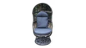 Duoyes Wicker Outdoor Sofa, Swivel Sofa Chair Modular in Steel Frame with Cushions