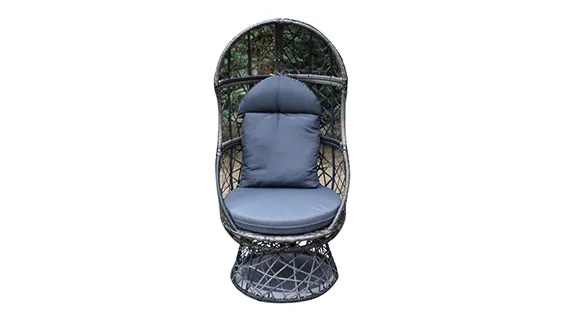 Duoyes Wicker Outdoor Sofa, Swivel Sofa Chair Modular in Steel Frame with Cushions