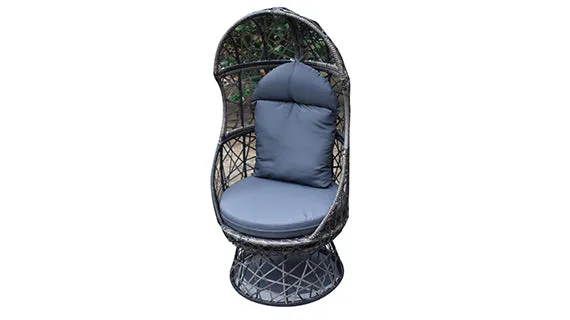 Duoyes Wicker Outdoor Sofa, Swivel Sofa Chair Modular in Steel Frame with Cushions