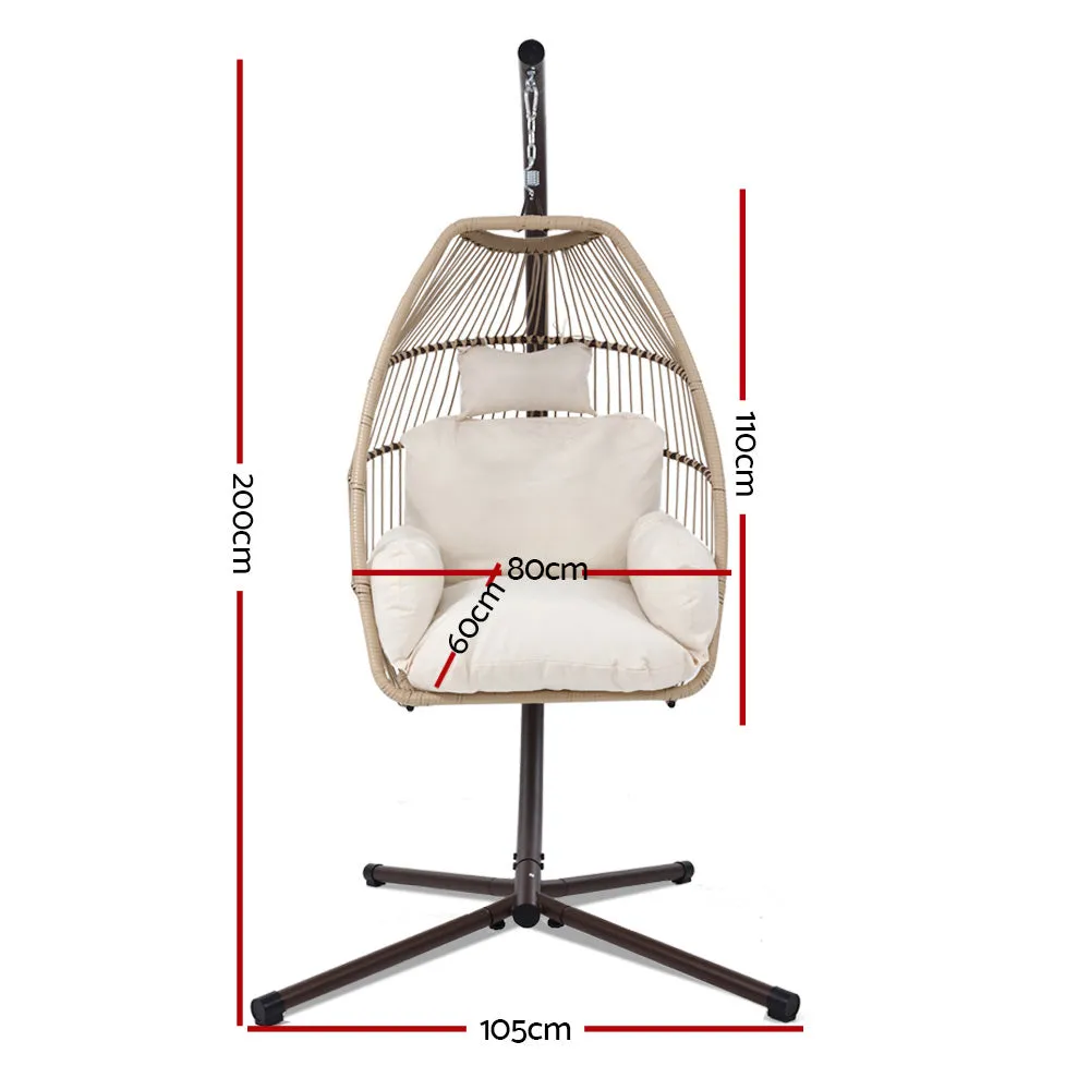 Egg Hanging Swing Chair Furniture Stand Wicker Rattan Hammock Pod Seat