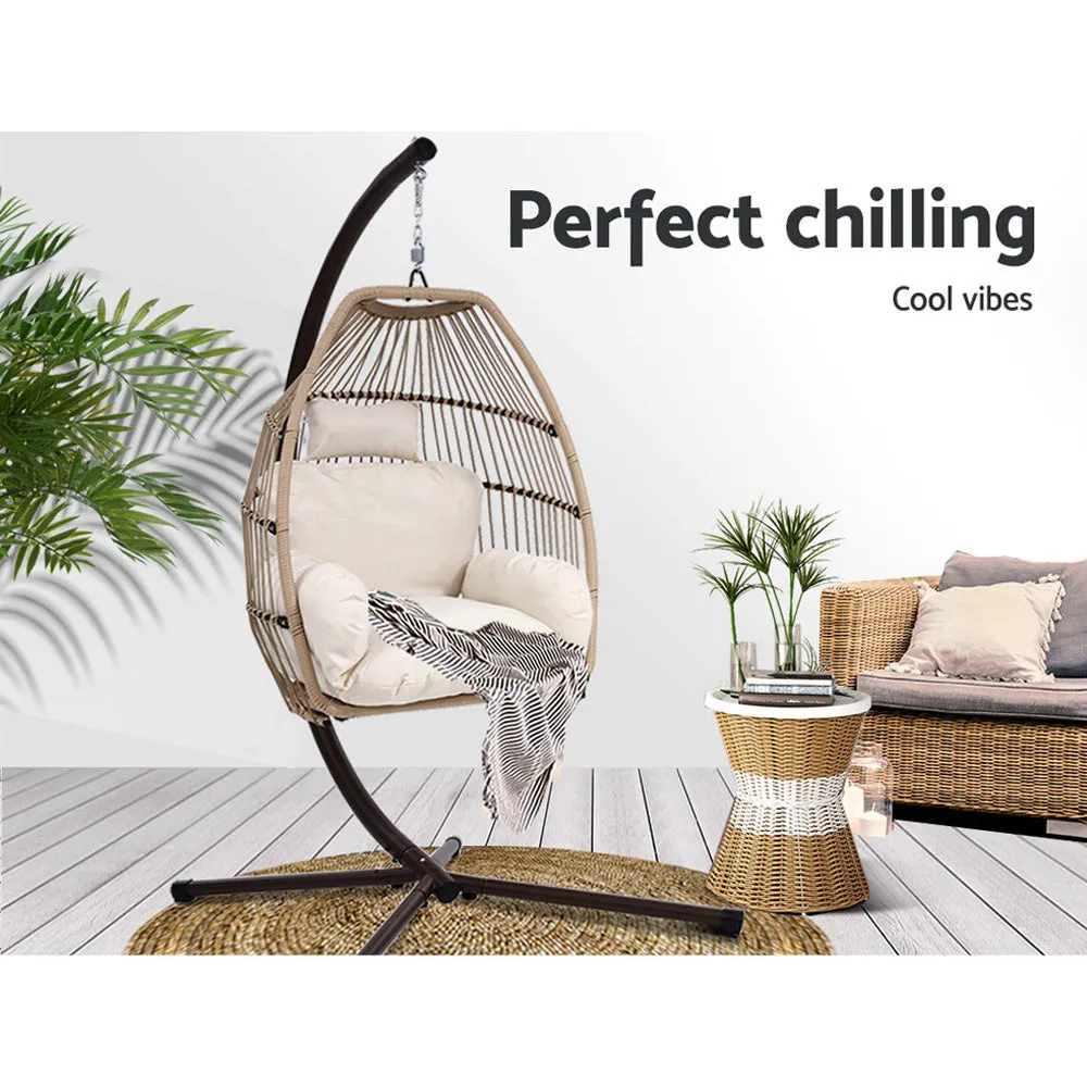 Egg Hanging Swing Chair Furniture Stand Wicker Rattan Hammock Pod Seat