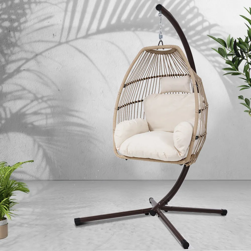 Egg Hanging Swing Chair Furniture Stand Wicker Rattan Hammock Pod Seat