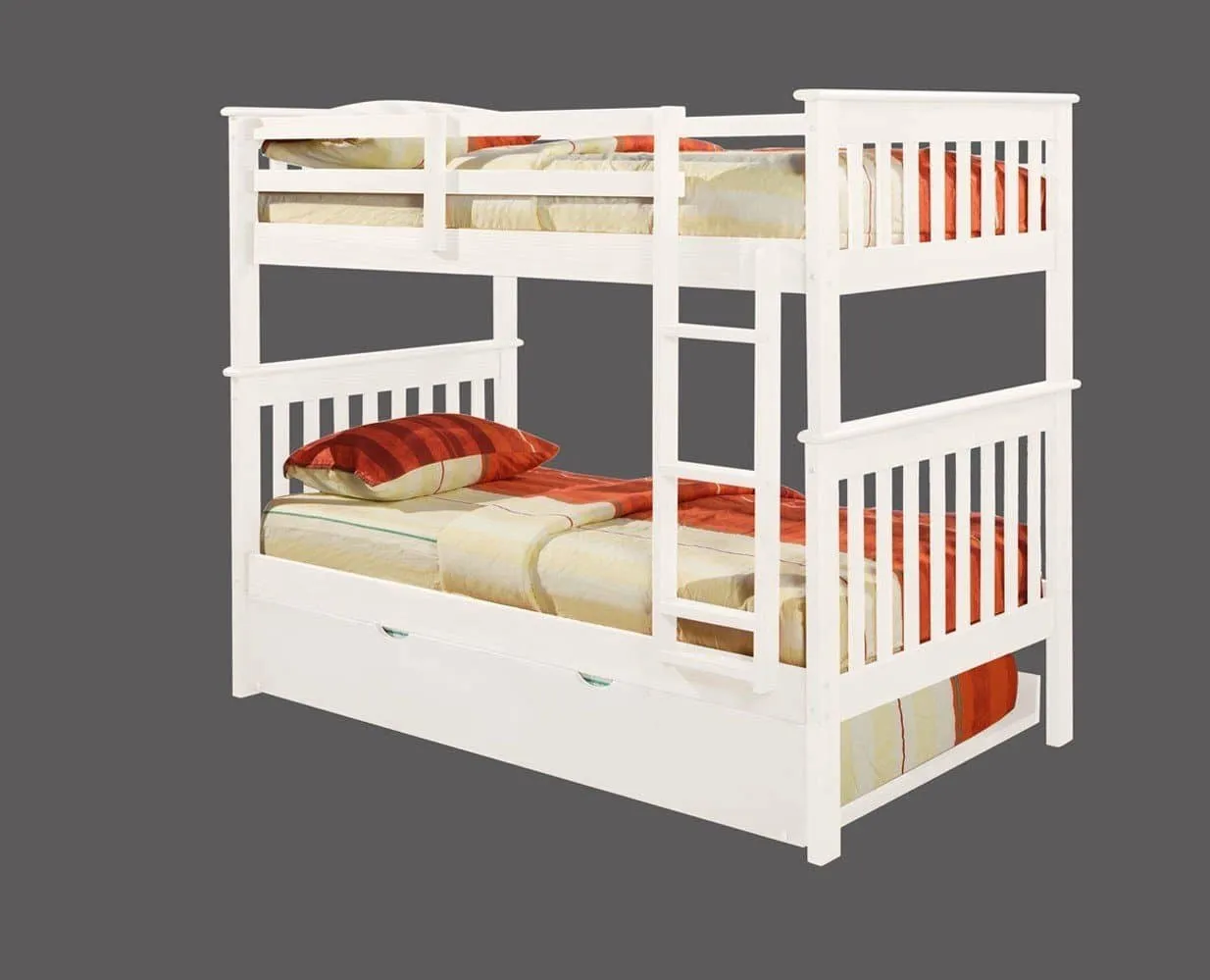 Eleanor White Bunk Bed with Trundle