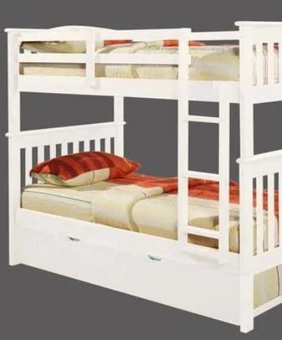 Eleanor White Bunk Bed with Trundle