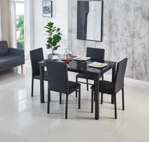 Emillia Marble Effect Dining Table and Chairs, Table with 4 Chairs or 6 Chairs