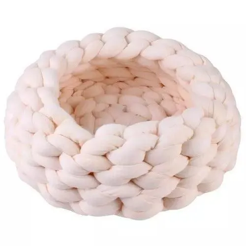 Fluffy Knitted Round Cat Bed