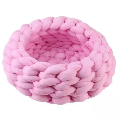 Fluffy Knitted Round Cat Bed