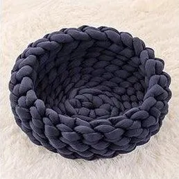 Fluffy Knitted Round Cat Bed