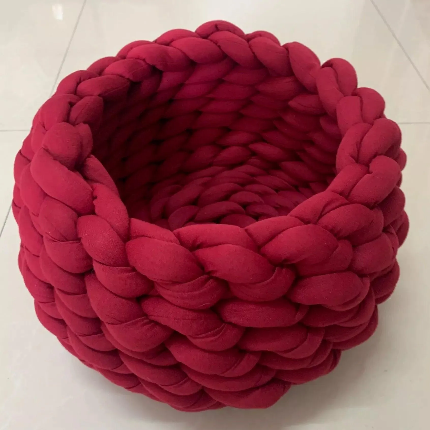 Fluffy Knitted Round Cat Bed