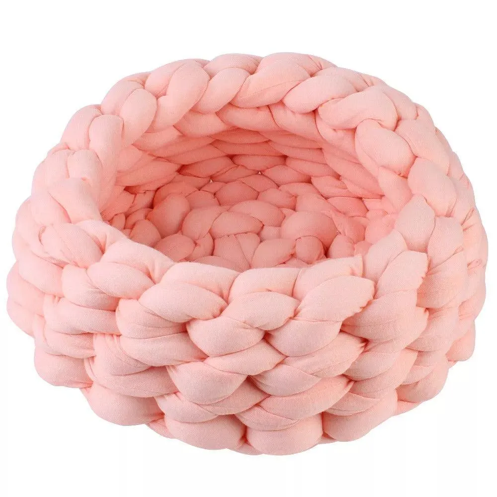 Fluffy Knitted Round Cat Bed