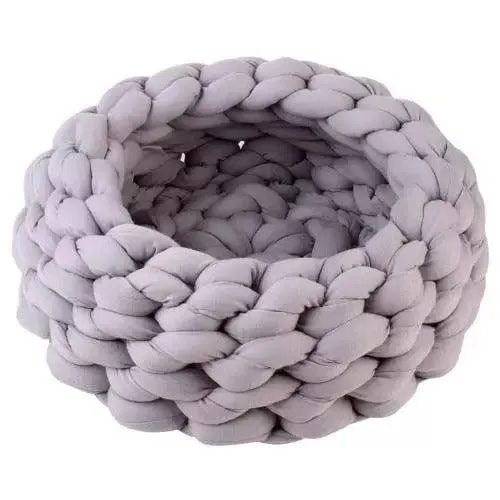 Fluffy Knitted Round Cat Bed