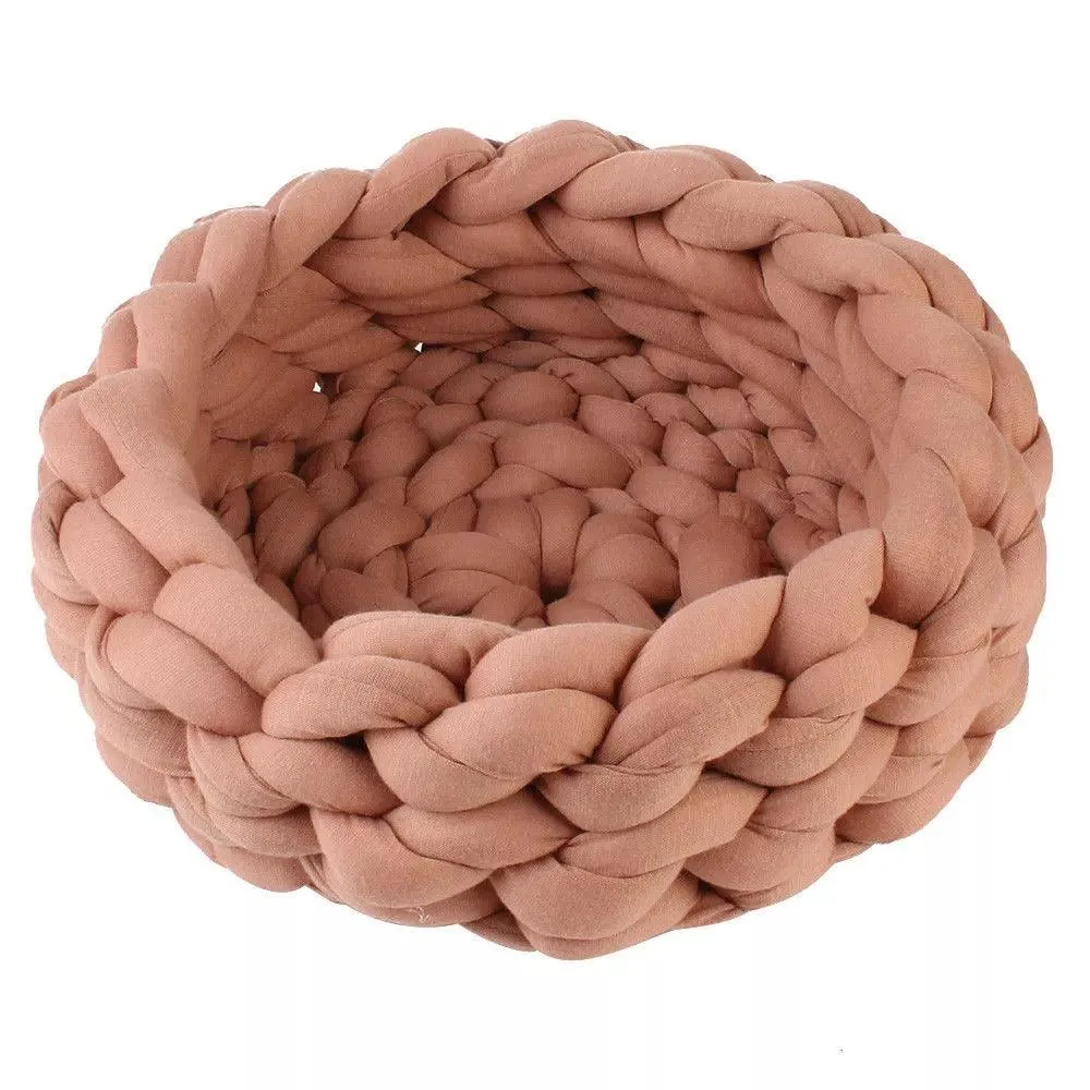 Fluffy Knitted Round Cat Bed