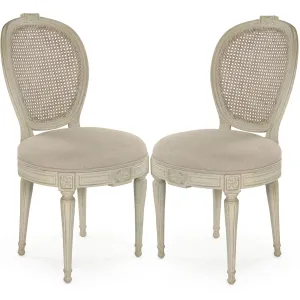 French Amelie Cane Back Medallion Side Chairs - Set