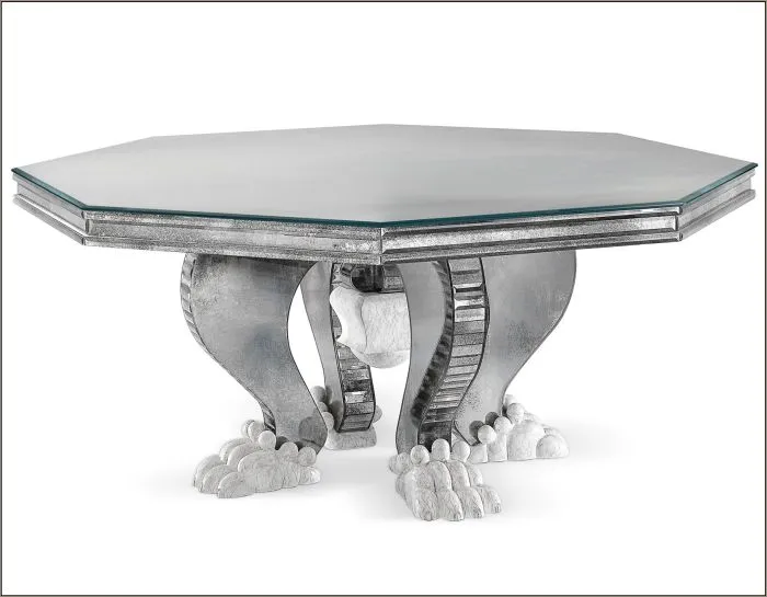 French Art Deco Style Mirrored Glass Foyer Table