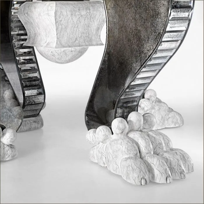 French Art Deco Style Mirrored Glass Foyer Table