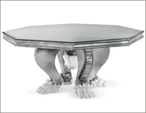 French Art Deco Style Mirrored Glass Foyer Table