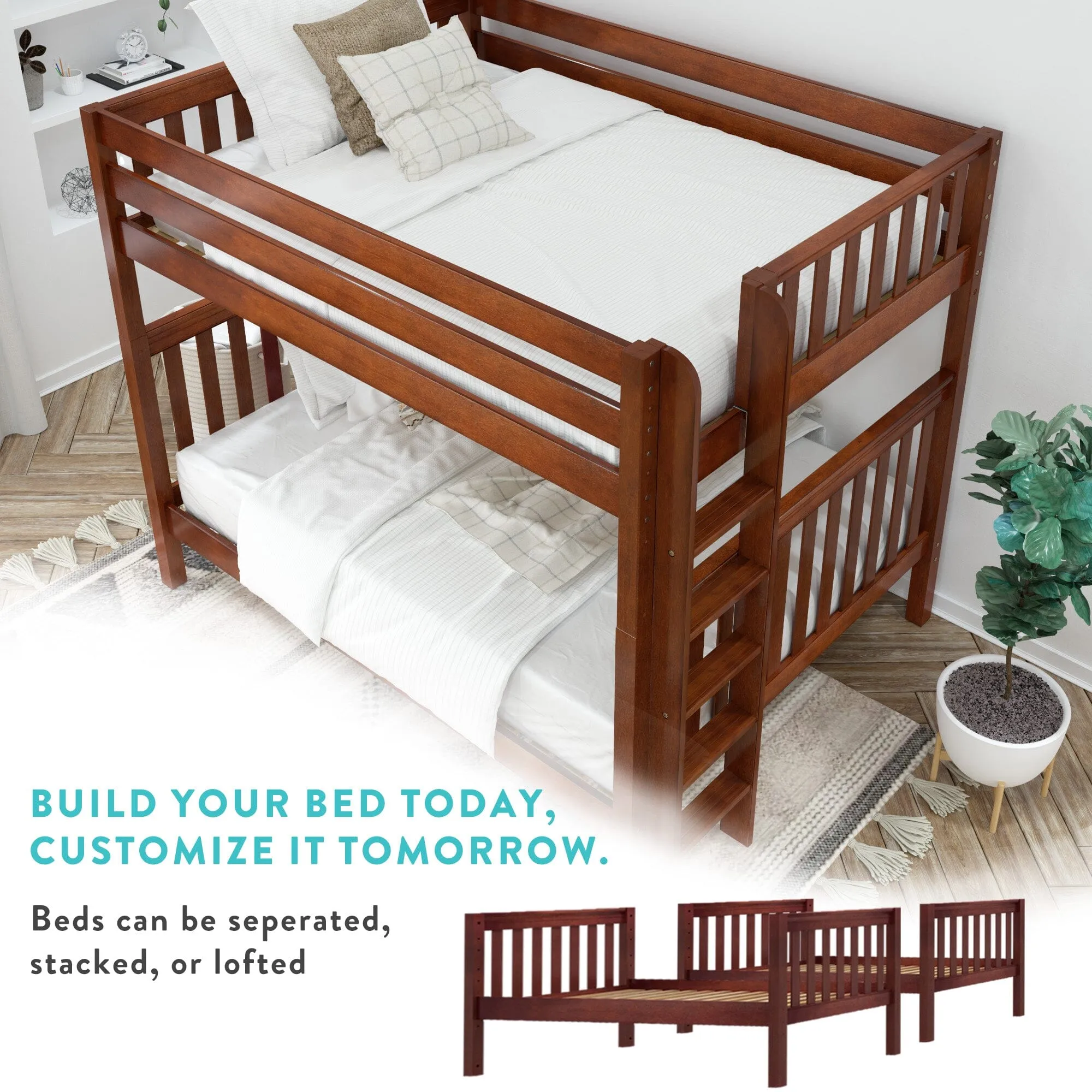 Full XL Bunk Bed with Ladder on End