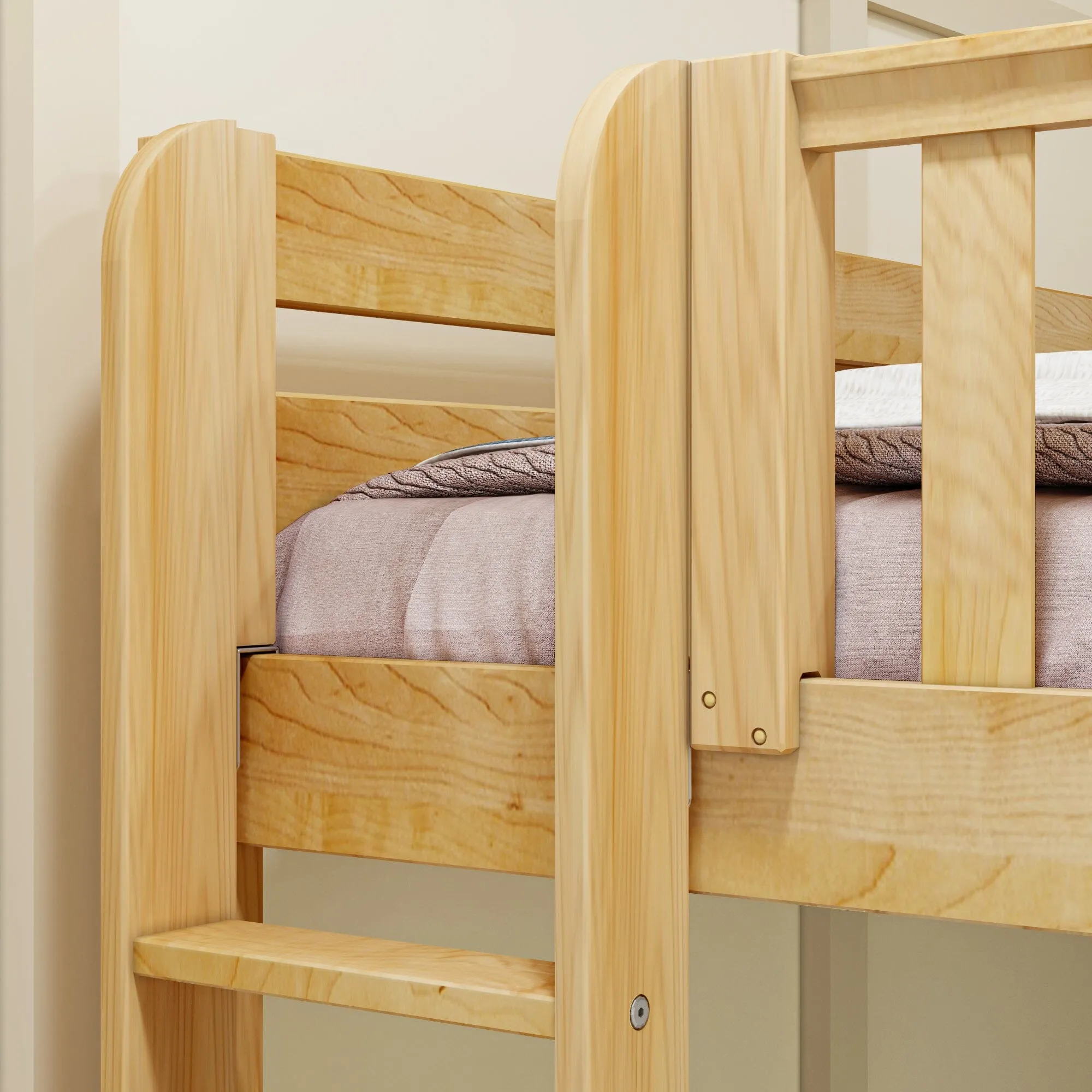 Full XL   Twin XL High Corner Bunk with Ladders on Ends
