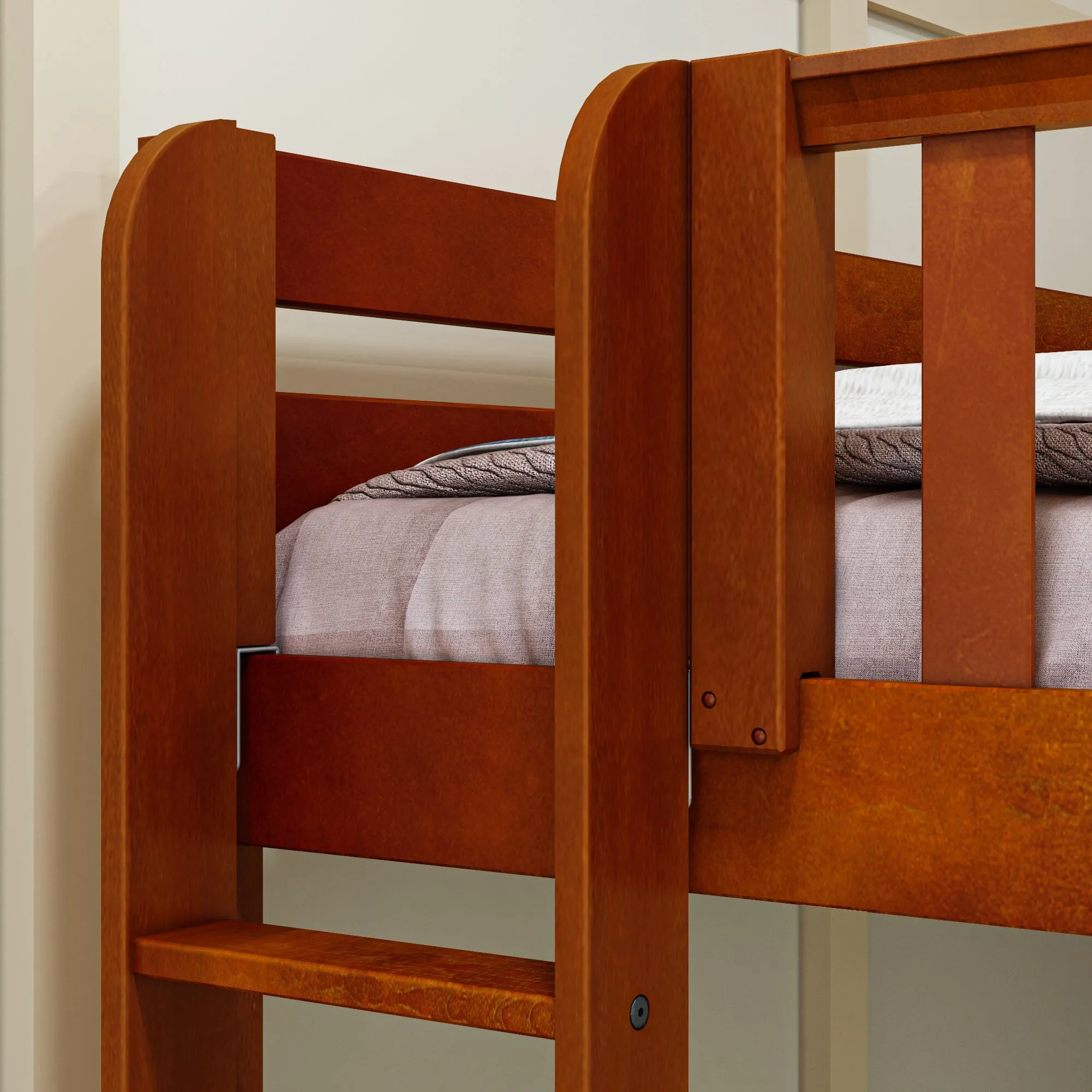 Full XL   Twin XL High Corner Bunk with Ladders on Ends