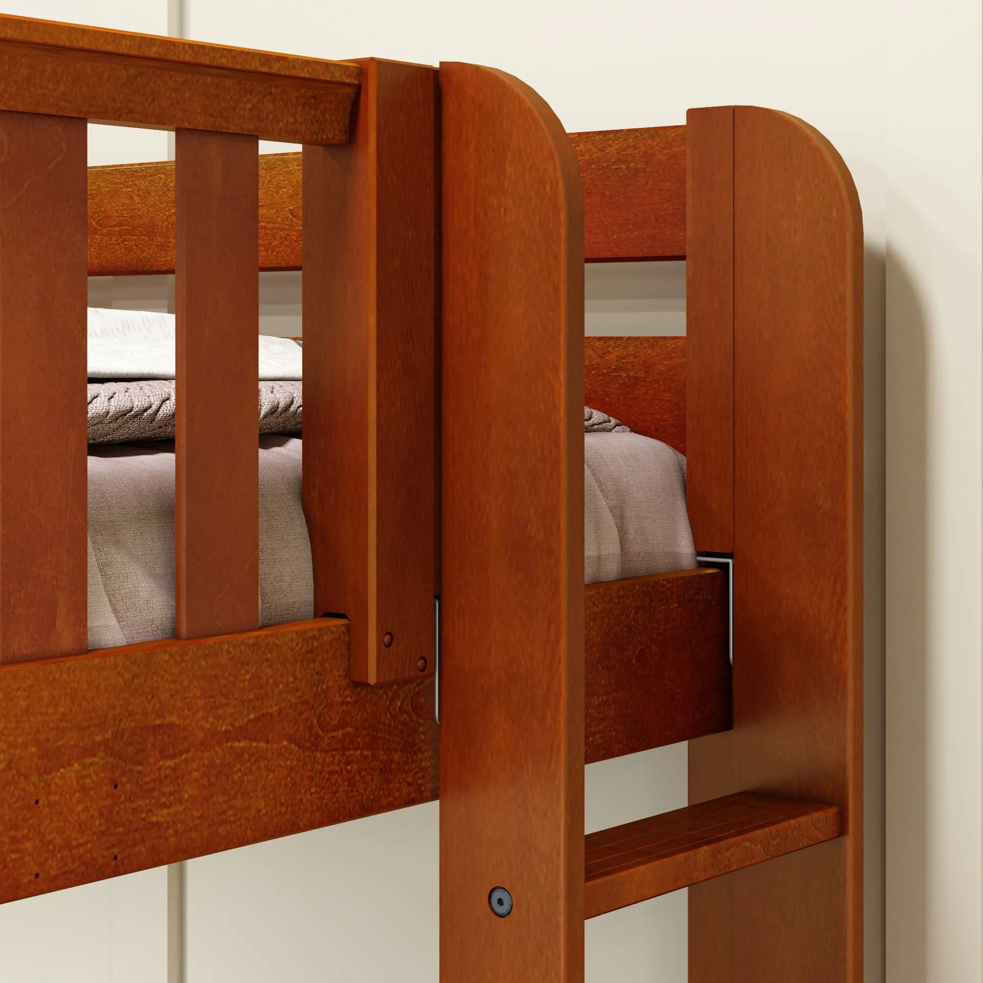 Full XL   Twin XL High Corner Bunk with Ladders on Ends