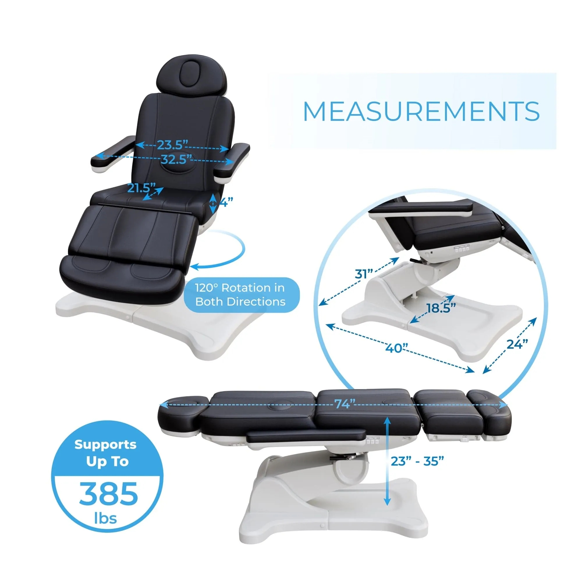 Fully Electric 4 Motor Treatment Chair Bed