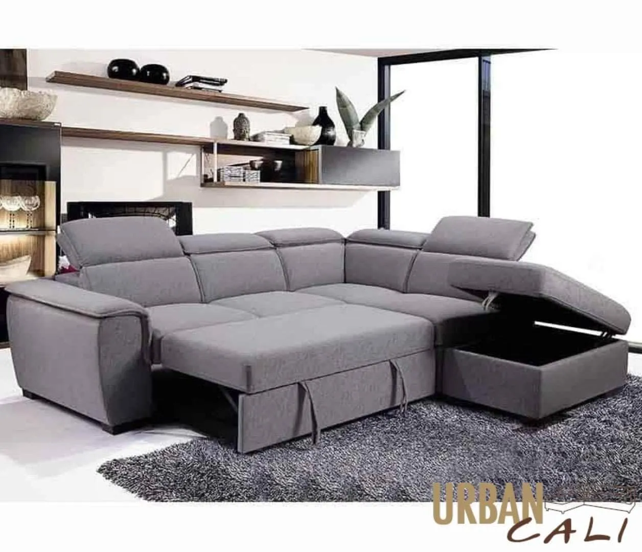 Gerardo Sleeper Sectional Sofa Bed with Storage Ottoman