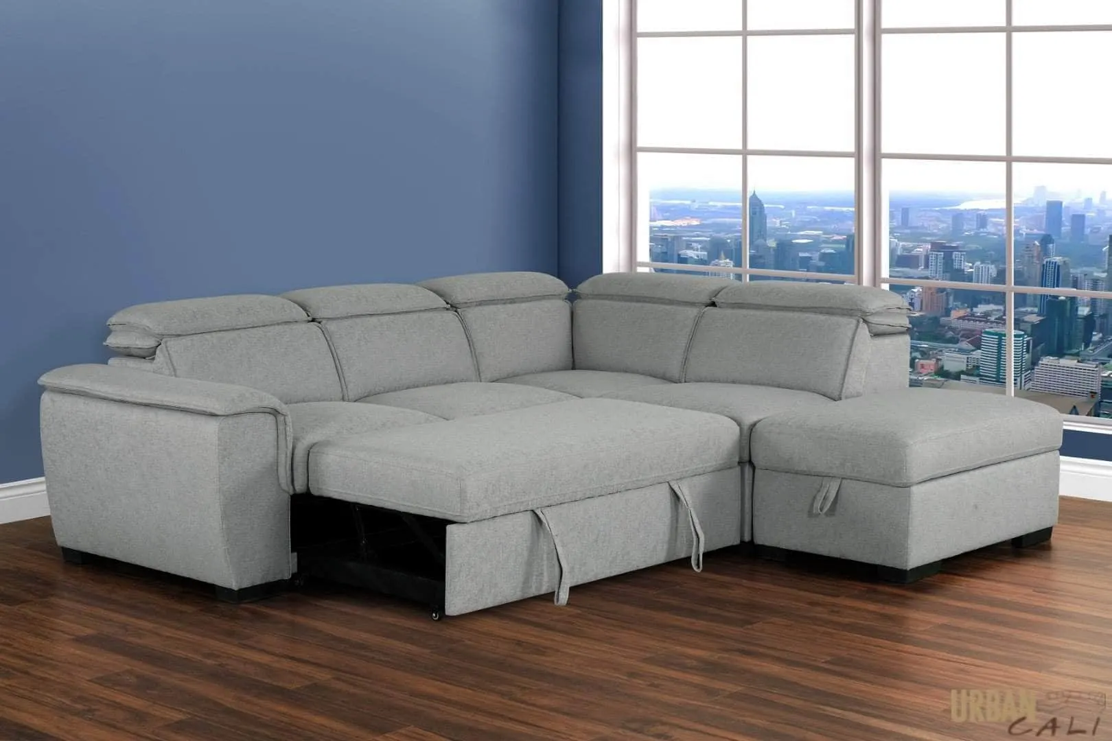 Gerardo Sleeper Sectional Sofa Bed with Storage Ottoman
